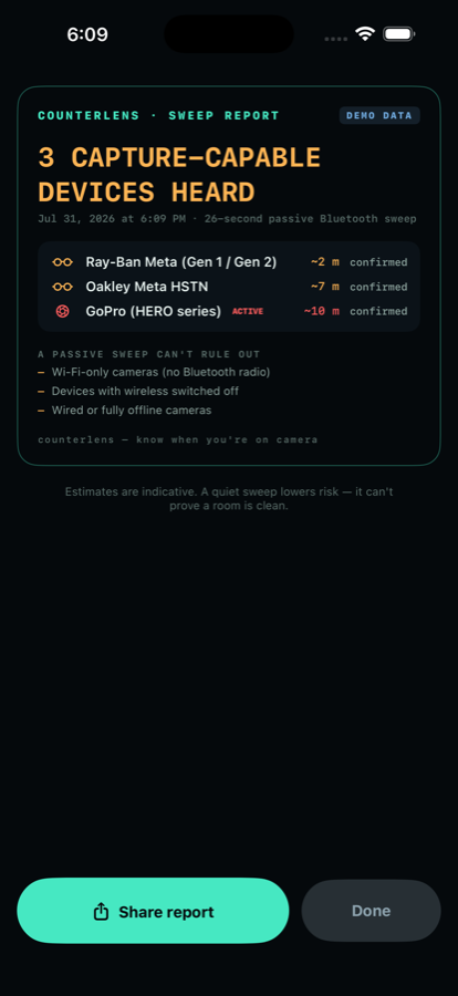 Room sweep report card